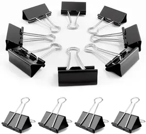 72 Pack, Medium Binder Clips, 1inch, Black Paper Binder Clips, Medium Paper Clips, Office Clips, with Storage Container for Office, Home, School