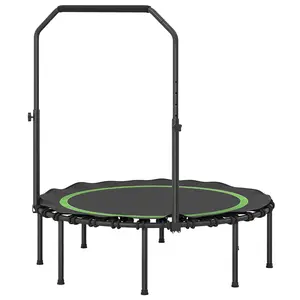 45-in Foldable Mini Rebounder Trampoline for Adults - Adjustable Handle Bar, Ideal for Indoor Home Gym Cardio & Outdoor Fitness