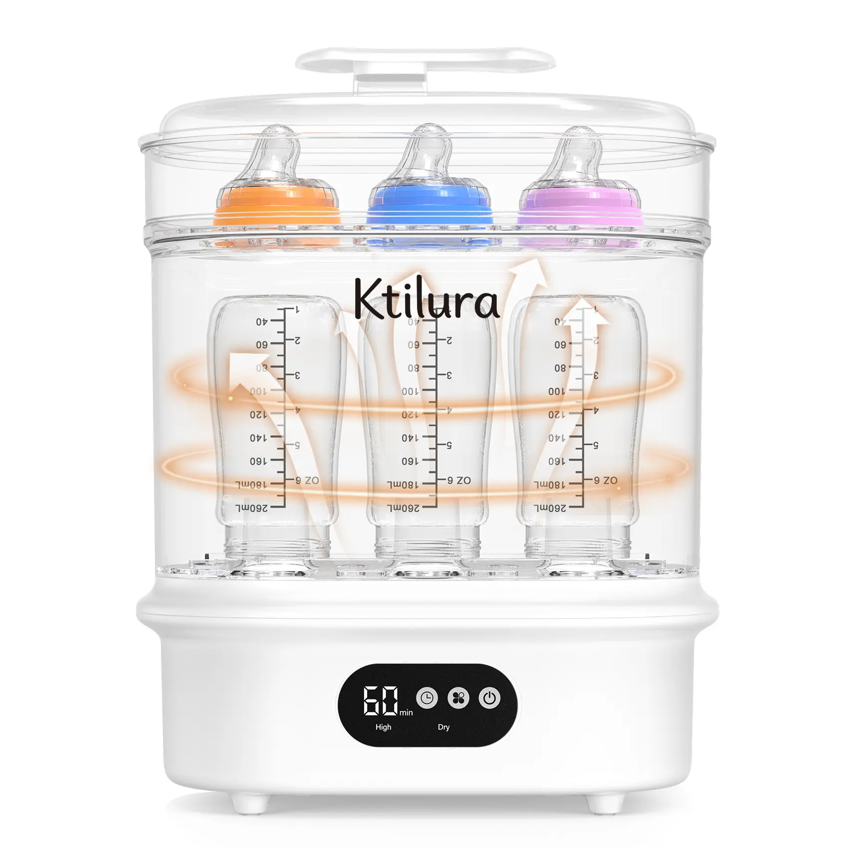 Baby Bottle Sanitizer and Dryer, 4-in-1 Fast Electric Sanitizing & Drying Machine, BPA-Free Food-Grade Material, Fits 6 Bottles/Pacifiers/Teethers, One-Touch Operation for New Parents