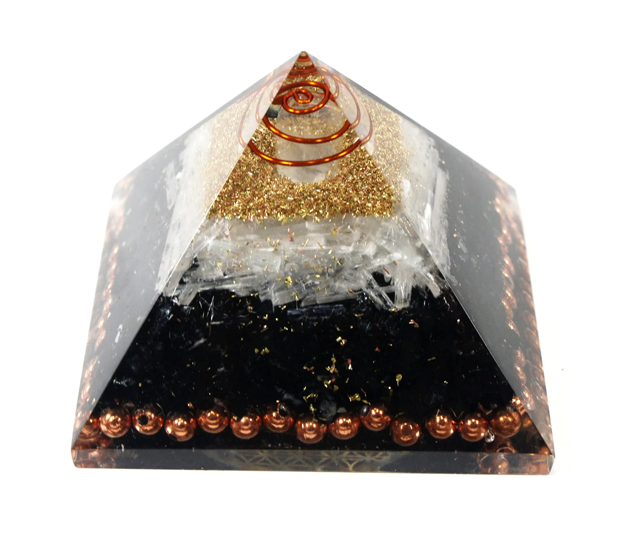 Orgone Pyramids Spiritual Crystal Protection EMF Protection Spiritual Decor Office Decor Psychic Gifts Anxiety Relief Items (02: Black Tourmaline & Selenite)
