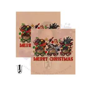Brown Girl Festive Holiday-themed Sublimated Face Towels: Luxuriously Soft, Absorbent, Fade-Resistant, Reusable, and durable- Perfect for gifting Set