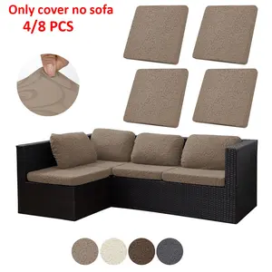 4pcs/8pcs Floral Embroidered Outdoor Sofa Cushion Covers, High Elastic Anti-Slip, Pet-Proof, All-Season Use