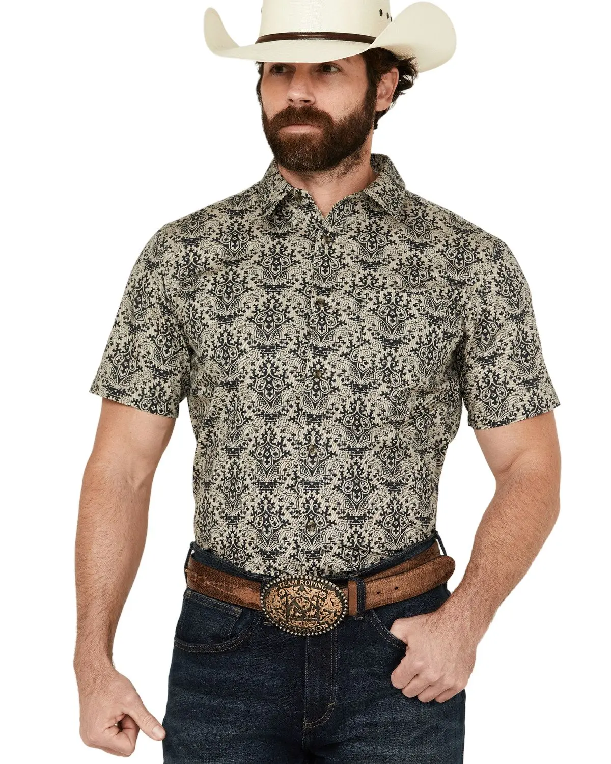 Gibson Trading Co Men's Men'S Queen Of Spades Medallion Print Short - Gmsu24w92-Tan