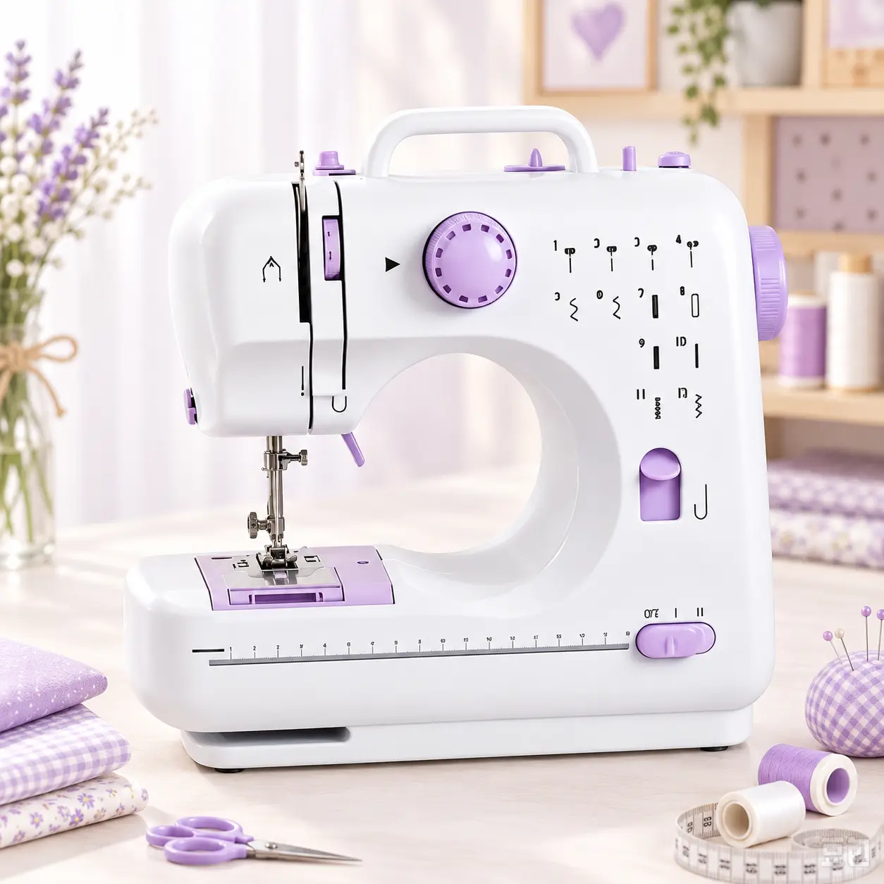 Portable Mini Sewing Machine for Beginners, 12 Stitches, Dual Speed, Foot Pedal, LED Light, Battery or Plug-In Powered for DIY & Quick Repairs