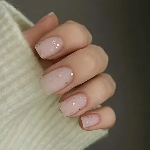 Glitter Fake Nails, 24pcs Press on Nails Kit & 1 Sheet Tape & 1 Count Nail File for Women & Girls DIY Nail Art, Manicure Accessories, Nail Kit Set