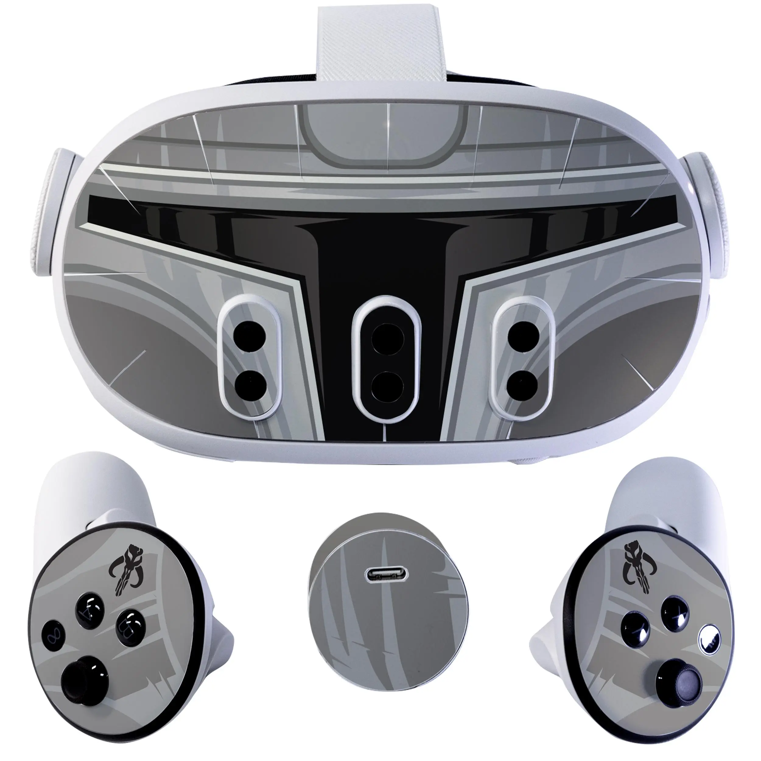 Easy-to-Apply Skin Sticker Kit compatible with Meta Quest 3 VR headset - Man Helmet virtual reality accessory - VR protector skin covers