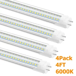 4-25 Pack 4FT LED Tube Light Bulbs T8 G13 V-Shaped Bi-pin 4 Foot LED Shop Lights 6000K Garage Ceiling Fluorescent Replacemnet Remove Ballast 28W Clear Cover Workshop Warehouse Lighting Bright White Cool ETL