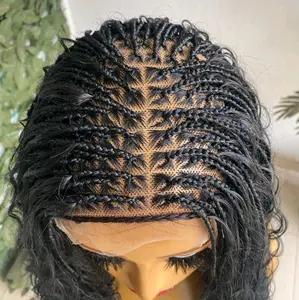 Black Braided Wig with Lace Front for Women