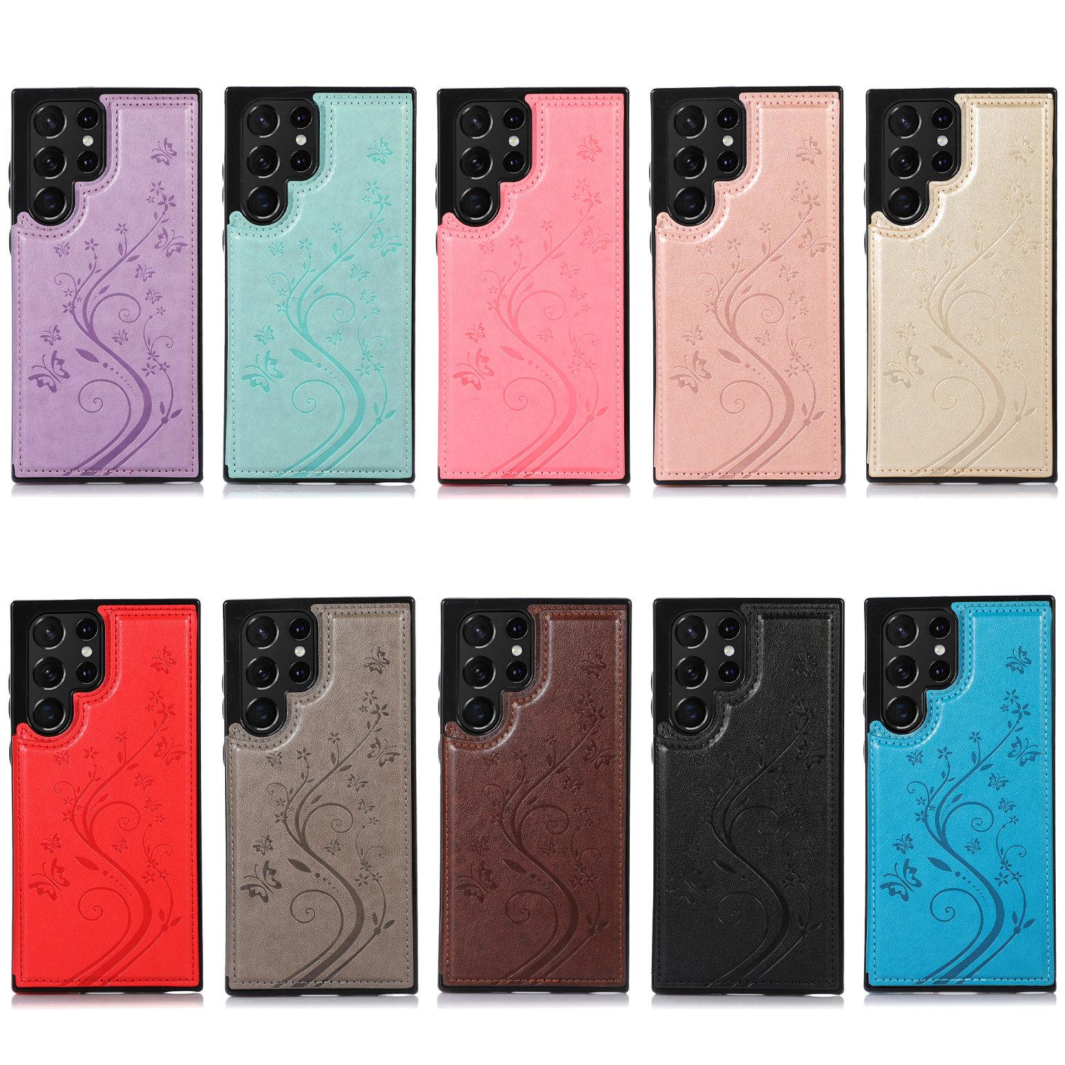 Wallet Flip Case for Samsung Galaxy S26 Ultra S25 S24 S23 S22 with Card Holder, Flower PU Leather Kickstand Protective Cover Case for Women