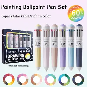 6 Color Ballpoint Pen Set, Cartoon High Aesthetic Style, Multi-Color Writing Markers for Drawing Notebooks, Office Study Essential