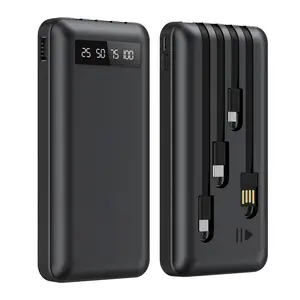20000mAh Power Bank with Phone Stand, PD Fast Charging for 4 Devices Simultaneous, Digital LED Display  & Overheat Protection, portable charger with 4 Built-in Cables ,Compact Travel Essential