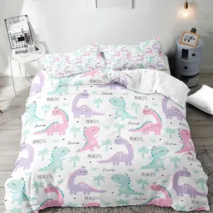Cartoon Dinosaur Print Duvet Cover Set, 2/3 Counts/set Including 1 Duvet Cover & 1/2 Pillowcase without Filler, Soft Comfortable Bedding Set for Home Bedroom