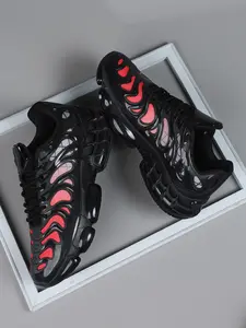 Men's Sporty Thick Sole Sports Running Shoes, Breathable Mesh, Anti-Slip Bubble Outsole, Shock Absorption, Ideal for Jogging, Fitness, Street Style