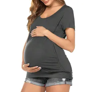 Women's Casual Maternity Shirts   Pregnancy Tops Nursing Double Laye Breastfeeding Tees Classic Soft Blouses Pregnant Clothes Soft   Denim Shirt plus size Mock Neck Crop cuffy black mini alissa violet everyday bro tube addicted Short Sleeve ezra