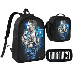 #7 Soccer School Backpack Set for Galaxy Backpack with Lunch Bag Pencil Case, 3Pcs Set Idea for Student School