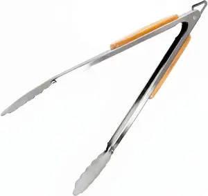 Pro BBQ Tongs for Grill - 17" Professional Grade Barbecue Tongs for Cooking - Solid & Sturdy - Built with 304 Grade Stainless Steel and Acacia Wood - Heavy Duty Built to Last Kitchen Essential