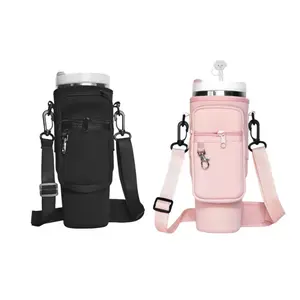 Portable Lightweight Nonslip Water Bottle Bag with Carabiner, Ideal for Hiking and Camping, Summer Outdoor Sports Water Bottle Holder