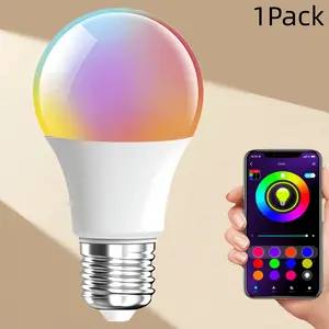 Smart LED Bluetooth-compatible Color Changing Bulb, RGB Adjustable Dimmable Light, Music Sync Mode, E26 Base, Home Decor, Stage Bar Atmosphere, Smart Led Lights