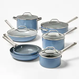 12pc Nonstick Ceramic Coated Aluminum Cookware Set Blue - Figmint 12pc Nonstick Ceramic Coated Aluminum Cookware Set Blue - Figmint