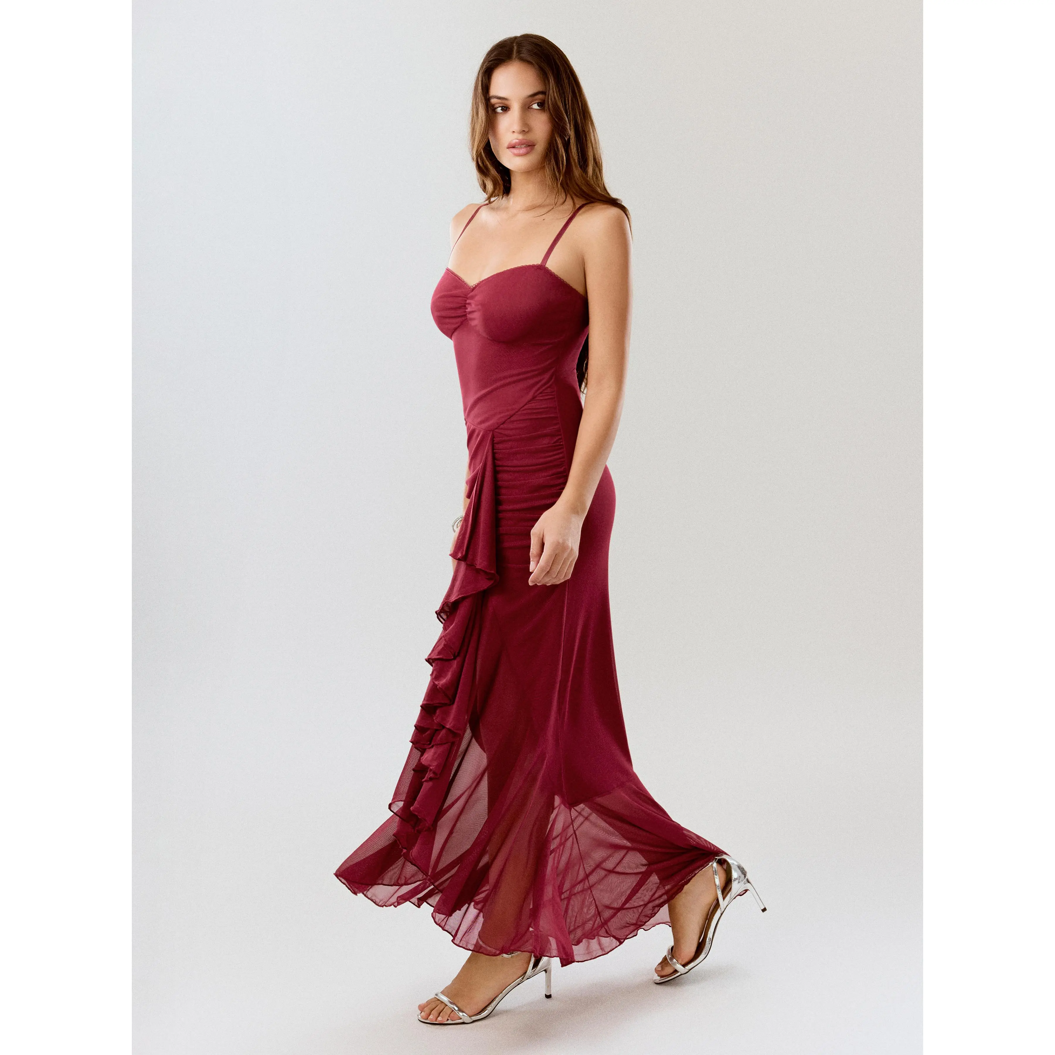 knee length dresses for ladies TUBE MESH MIDI DRESS main image 1