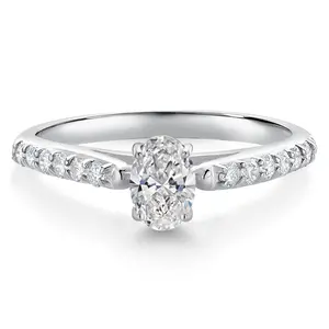 10K White Gold White Lab Grown Diamond Engagement Ring For Women | 0.58 Cttw | Gemstone April Birthstone | DEF Color | VVS-VS Clarity | Wedding Engagement Anniversary Ring