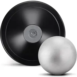 Covzoe 2 Pack Shot Put and Rubber Discus Set, 8.8 lb Iron Shot Put Ball 1 kg Training Discus for Track and Field Outdoor Practice Throwing