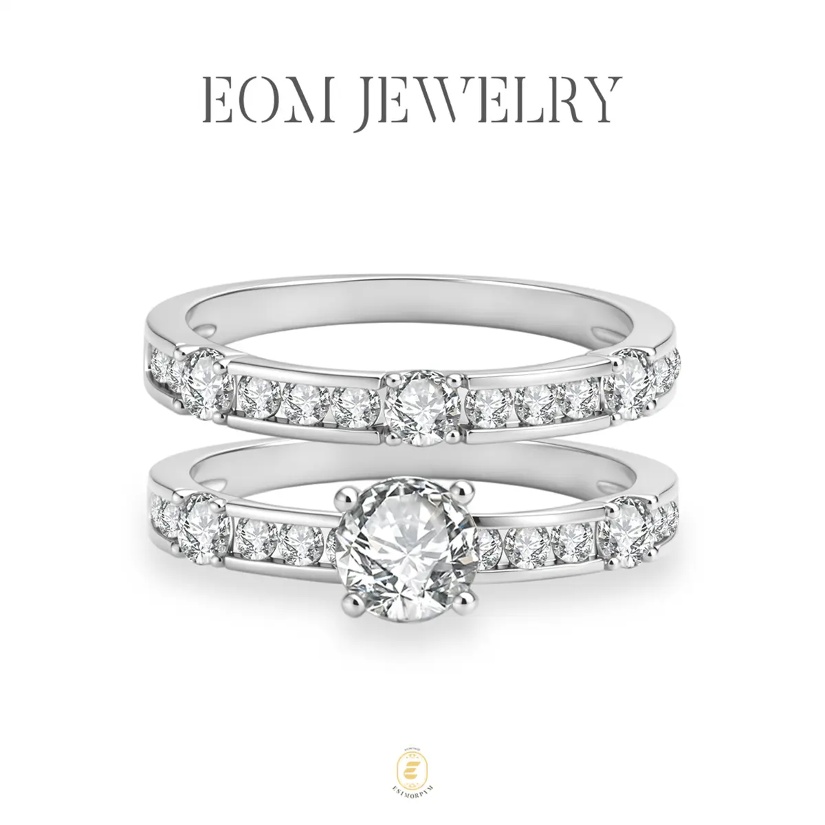 Moissanite Timeless Promise Bridal Ring Set Silver-Plated Wedding Engagement Anniversary Valentine's Day Birthday Gift Daily Wear Jewelry
