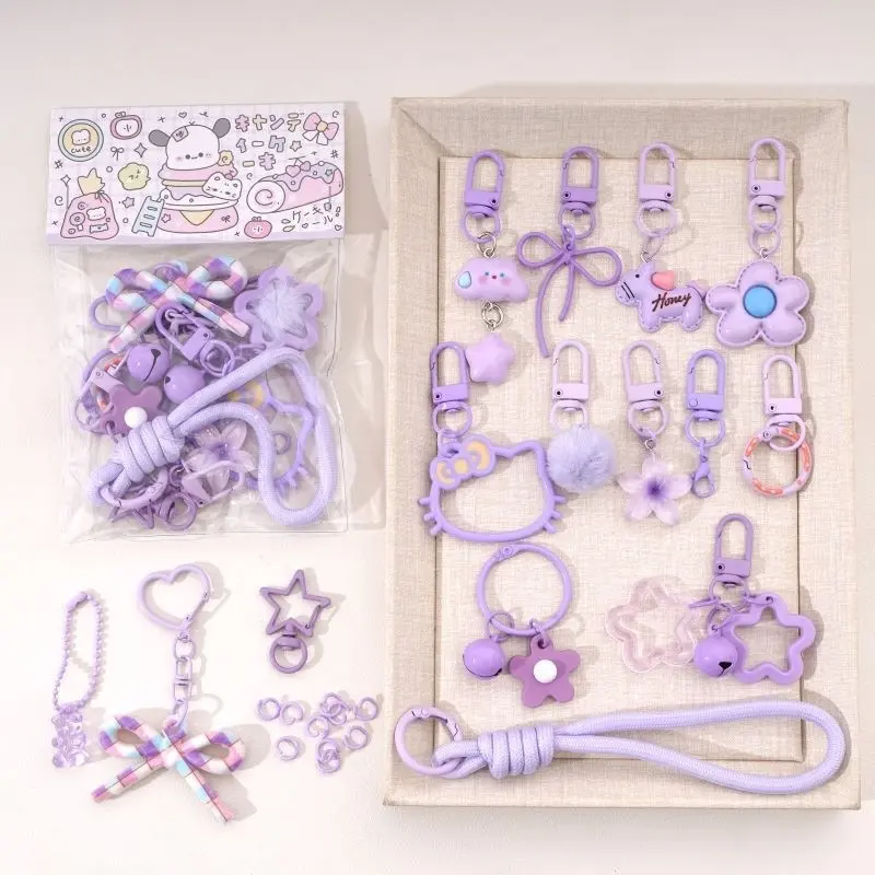 DIY Cute Keychain Making Kit | Kawaii Bag Charms Set Purple Pink Green | Aesthetic Phone & Bag Accessories Craft Set | Gift for Girls Teens