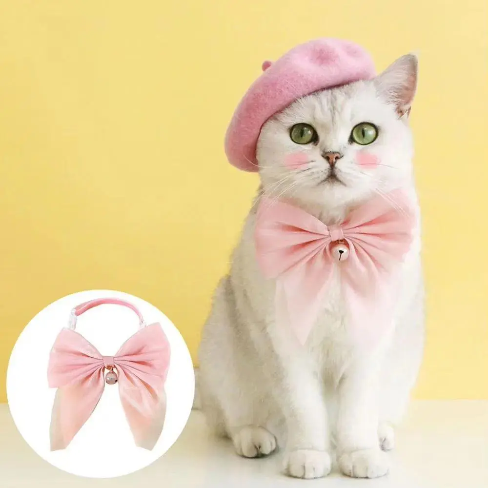 Ribbon Cat Bowtie Collar Adjustable Cat Necklace Pet Birthday Party Accessories for Kittens Puppies Small Dogs Breakaway Collar Adjustable Dog Collars Shape