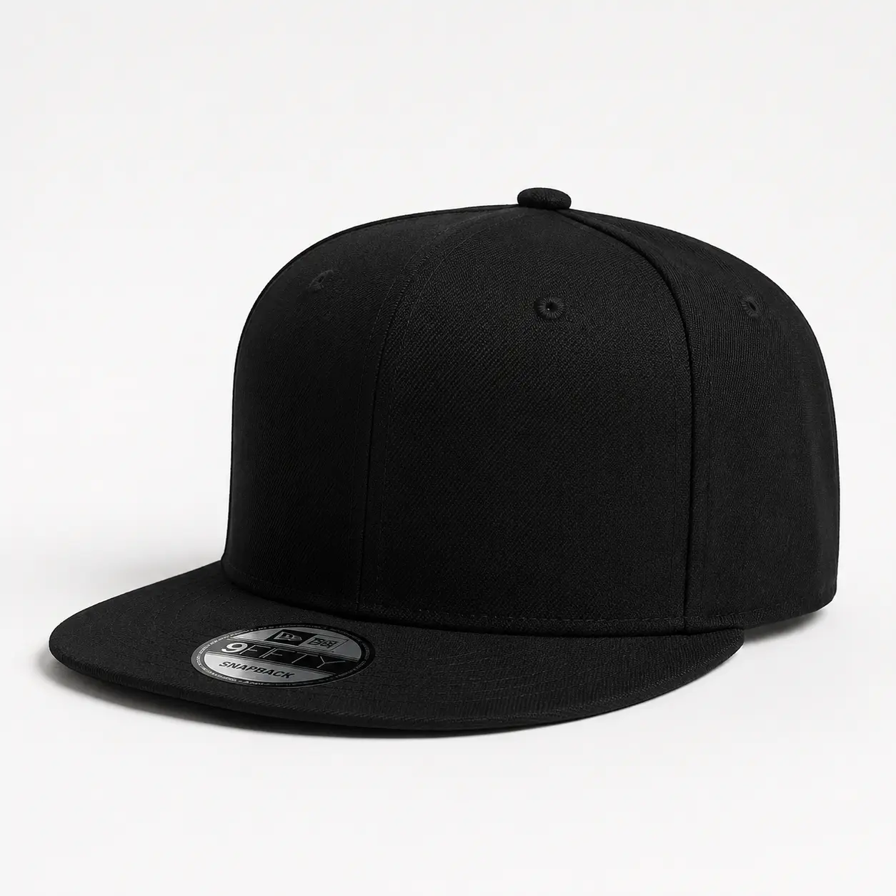 Blank Black Snapback Hat Flat Brim Adjustable Baseball Cap for Custom Embroidery Streetwear Unisex