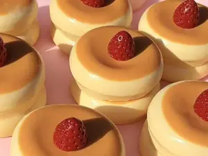 Visually Stunning Soufflé Squeeze Toy Strawberry Blueberry & Coconut Realistic Dessert Style Slow Rising Stress Reliever for Relaxation