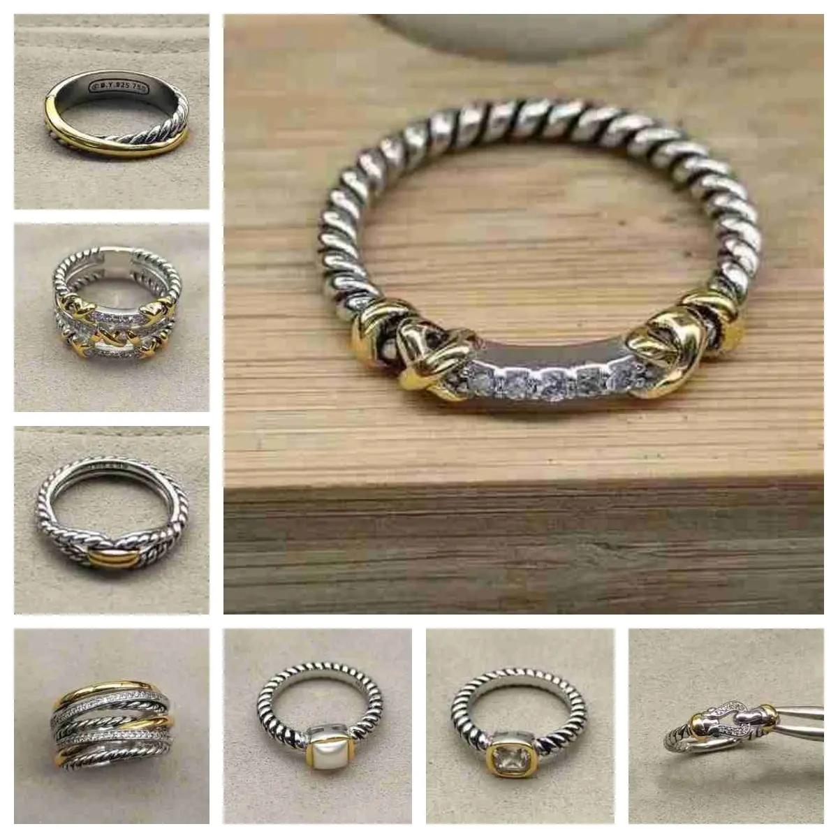 S925 Sterling Silver Vintage Twisted Spiral Colorful Crystal Ring Couple Temperament Minimalist Retro High Grade Trendy Adjustable Statement Finger Jewelry, Vintage Rings, Crystal Rings