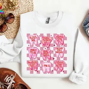 Valentine Shirt, Valentine's Day Dental Tooth Sweatshirt, Dental Assistant Affirmations Hoodie, Gift for Dentist, Mint to Be, Tooth Cute