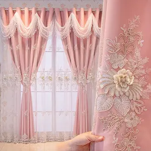 Embroidered Curtain, 1 Count Double Layer Embroidered Curtain, Window Curtain for Home Living Room Bedroom, Home Decor, Net Curtains Window, Beaded Curtain