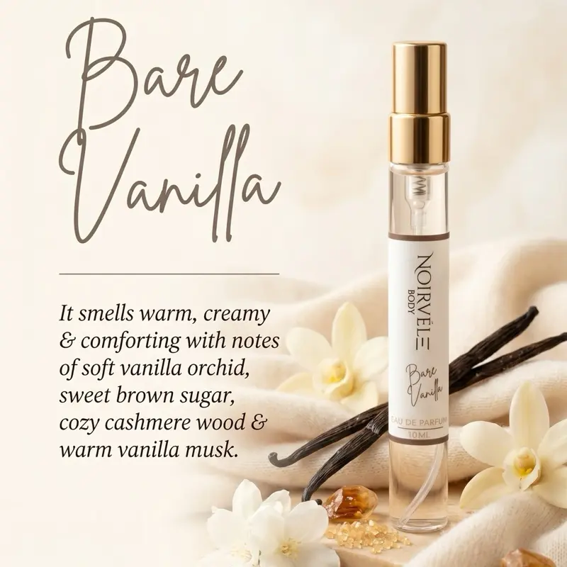 Bare Vanilla by Noirvèle Body –Bare Vanilla Eau De Parfum 10ML | Long Lasting Vanilla Marshmallow Gourmand Perfume for Women