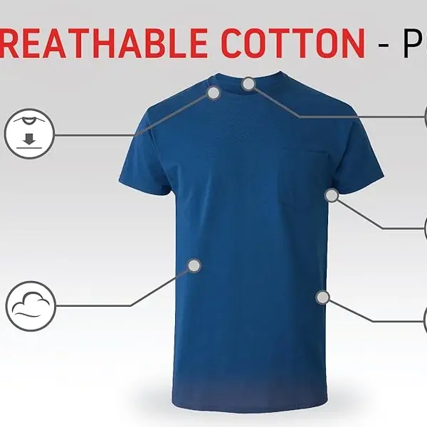 Hanes Men's Pocket T-shirt, Moisture-wicking Cotton Crewneck Pocket Tees, 6-pack