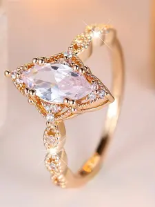 Luxury Synthetic Crystal Marquise Stone Rings For Women Vintage Gold Silver Color Engagement Ring Bridal Wedding Jewelry Versatile Gifts Fashion Rings
