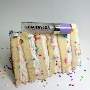 Birthday Cake Lipgloss sparkly clear lipgloss vegan cruelty free non sticky and moisturizing lipgloss