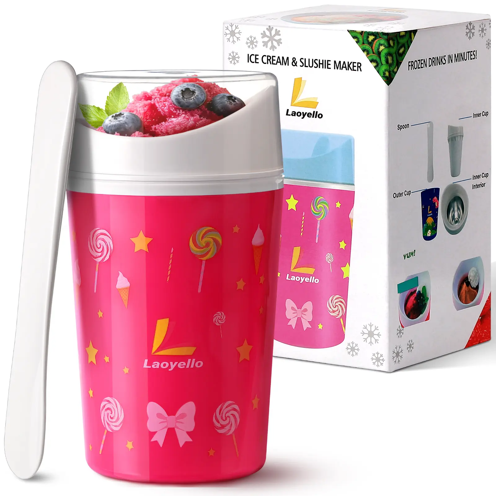 Slushy Maker Cup - BPA-Free Single Serving Slush & Smoothie Maker, Freezes Fast for Home & Parties, Portable Handheld Kitchen Essential for Frozen Drinks & Fruit/Chocolate Treats