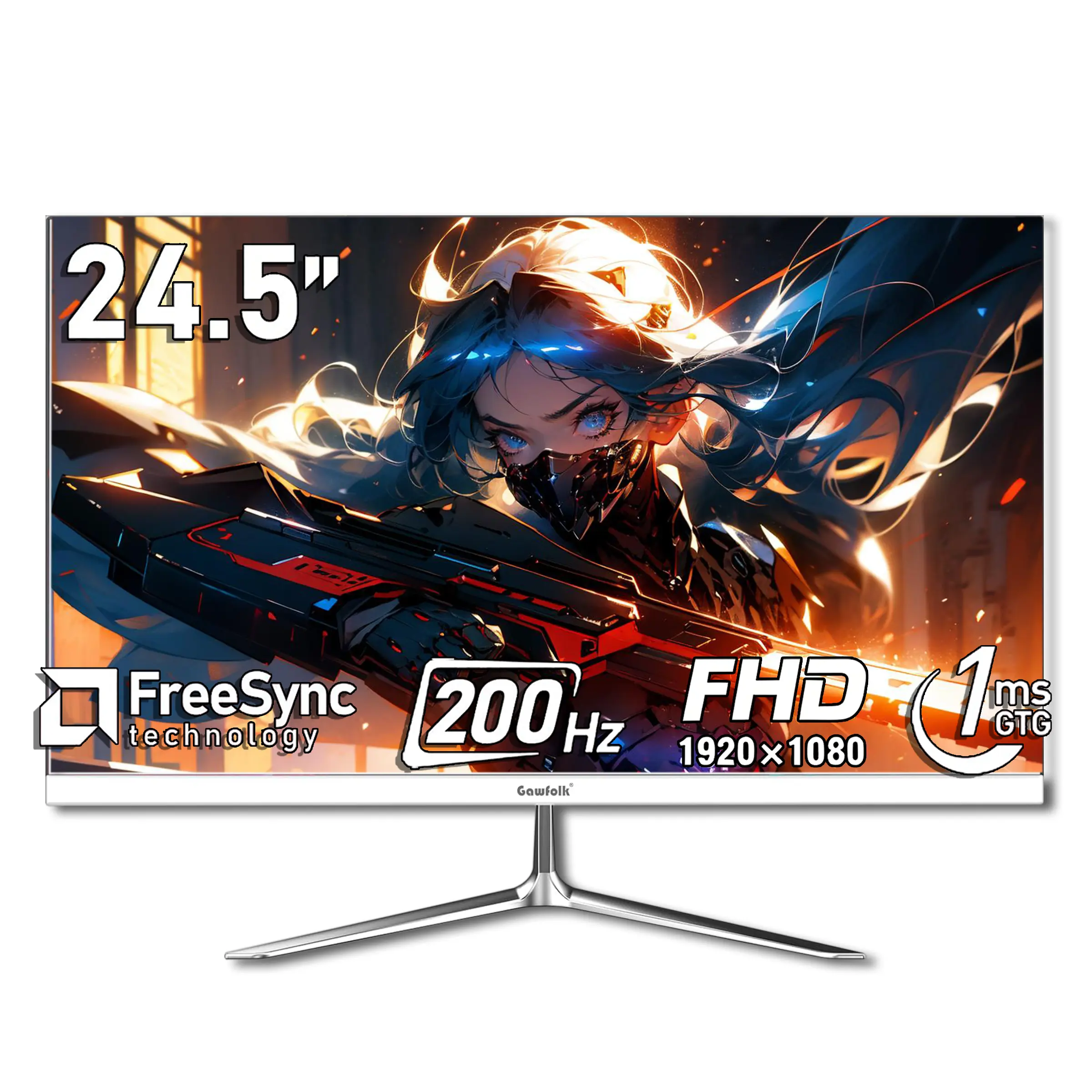 24.5 Inch 200Hz FHD Frameless Gaming Monitor VA Screen 1ms GTG FreeSync 99% sRGB 178° View HDMI DP VESA Wall Mount