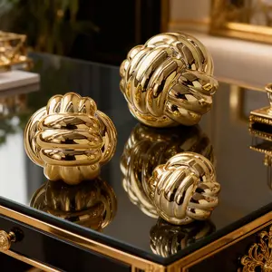 1pc Thread Ball-Shaped Ornament - Minimalist Style, Exquisite Decoration, Creative Design, Ceramic Craft, Decorative Figurines | Suitable for Holiday Gift, Desktop Ornament, Living Room, Dining Room, Home Decor Accessory