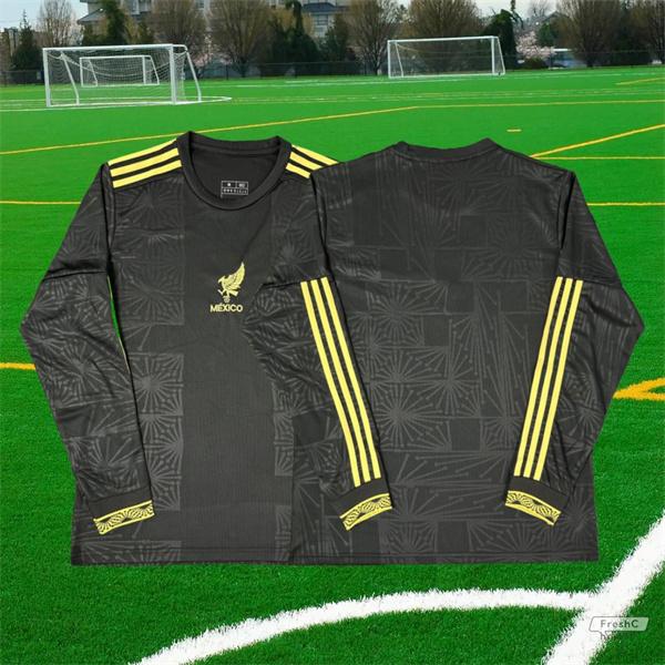 2025 Mexico National Soccer Team Home Black Long Sleeve Soccer Jersey