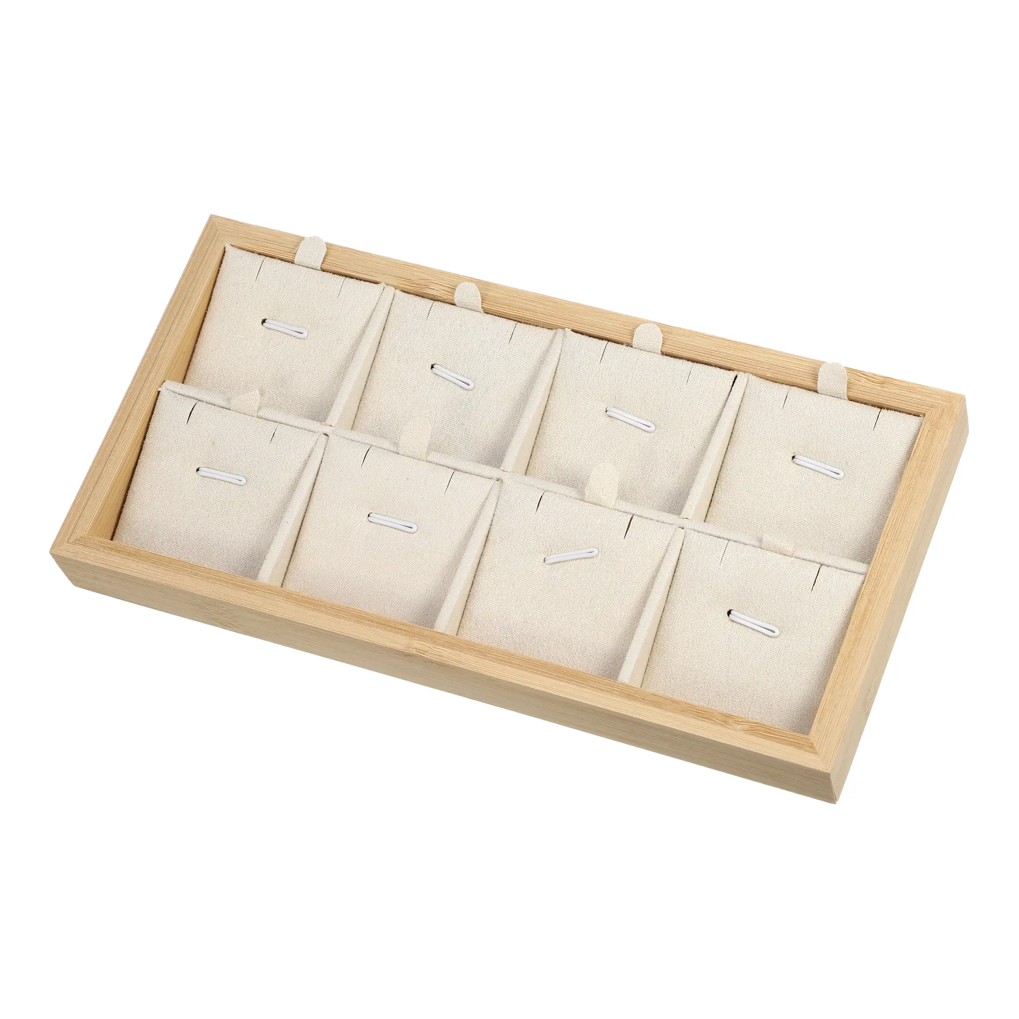 Unique Bargains Bamboo Wood Pendant Tray, Stackable Storage Jewelry Tray Showcase Display Organizer for Pendants