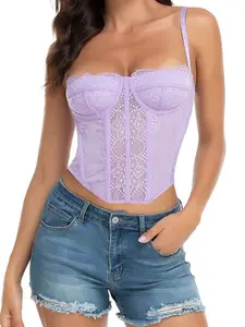 Sexy Lace Woven Corset Top Shapewear for Women - Waist Trainer Bustier, Backless Bralette, Slim Fit Short Style