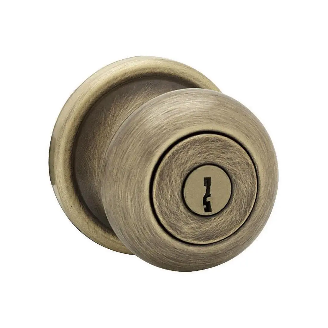 Juno Entry Door Knob With Lock And Key  Secure Keyed Handle Exterior Front Entrance Bedroom Antique Brass Pick Resistant Smartkey Rekey Security Microban