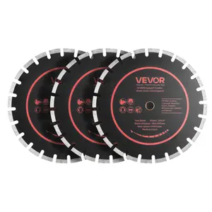VEVOR Diamond Blades 14 inch, 3-Pack Concrete Saw Blade Set, 1 in Arbor, High-Hardness Diamond Segments, 65Mn Steel Core, Dry Wet Cutting, Clean Edges for Concrete, Masonry, Brick, Stone, Granite