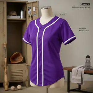 Women's Baseball Jersey Softball Shirt - Button Down Short Sleeve V-Neck T-Shirt Hip Hop Sports Tops Casual Athletic Wear Comfortable Breathable Fabric for Daily Streetwear Fashion Style
