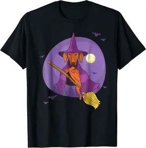 Cute Dachshund Witch T-Shirt Funny Halloween Dog Shirt - Judithca Shop 32B07H1WPWG1