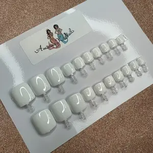 Ivory Elegance Pedicure Amazing K Nails - Sophisticated Pedicure Press-Ons for Refined Beauty