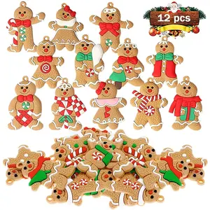 Gingerbread Man Ornaments Christmas Tree Hanging Pendant Xmas Decoration 12 Pcs. Does not apply